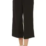 Ladies Black Cropped Pants 3/4 Womens Crop Summer Wide Leg Trousers SIZE 8 & 10
