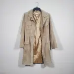 VTG Y2K Forever 21 Suede Leather Trench Jacket Coat Women’s Med Tan Beige Long