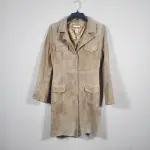 VTG Y2K Forever 21 Suede Leather Trench Jacket Coat Women’s Med Tan Beige Long