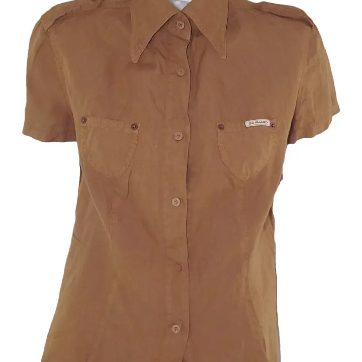 Phard Shirt Shirt Women Brown Short Sleeve Linen Made Italy It40 Eu36 S Small