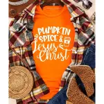 NNEDSZ Exchange PUMPKIN SPICE & Jesus Christ Graphic T-shirt - S