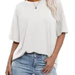 Womens Oversized T Shirts Short Sleeve Crewneck Tops Casual Loose Large White