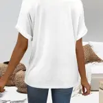 T Shirts Short Sleeve V Neck Tees Womens Tops Beach Vacation XX-Large White