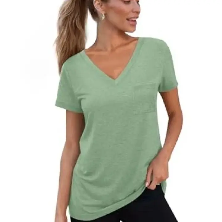 3 Pack Womens V Neck T Shirts Short Sleeve Tees Medium Blackgreenred