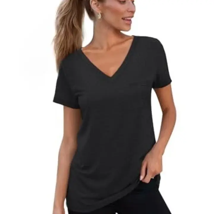 3 Pack Womens V Neck T Shirts Short Sleeve Tees Medium Blackgreenred