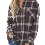 NUOREEL Women Corduroy Shirts Casual Long Sleeve Button Down Small Chocolate