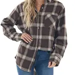 NUOREEL Women Corduroy Shirts Casual Long Sleeve Button Down Small Chocolate