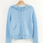 Blue Twist Pattern Hooded Jacket | Yeji – ITZY