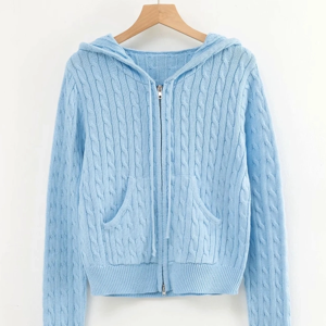 Blue Twist Pattern Hooded Jacket | Yeji – ITZY