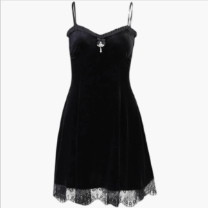 Gothcore Black Velvet Dress