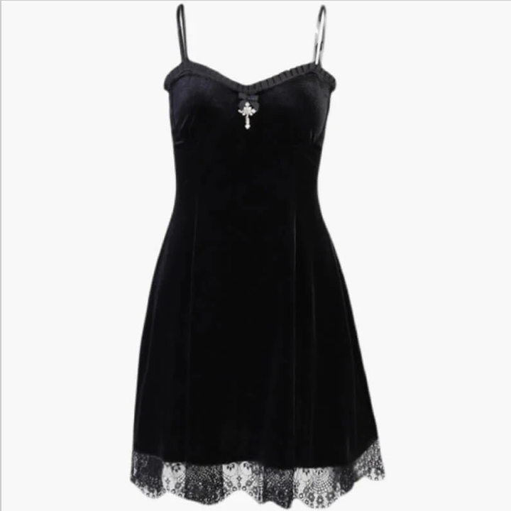 Gothcore Black Velvet Dress