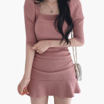 Coquette Aesthetic Dress Puff Shoulder