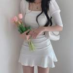 Coquette Aesthetic Dress Puff Shoulder