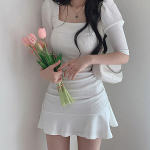 Coquette Aesthetic Dress Puff Shoulder