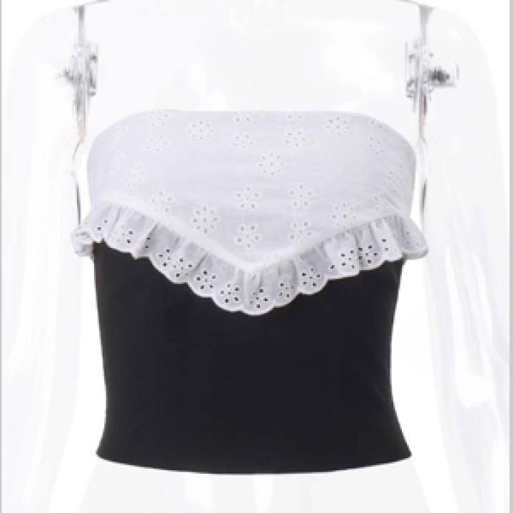 Black And White Lace Tube Top | Jennie – BlackPink